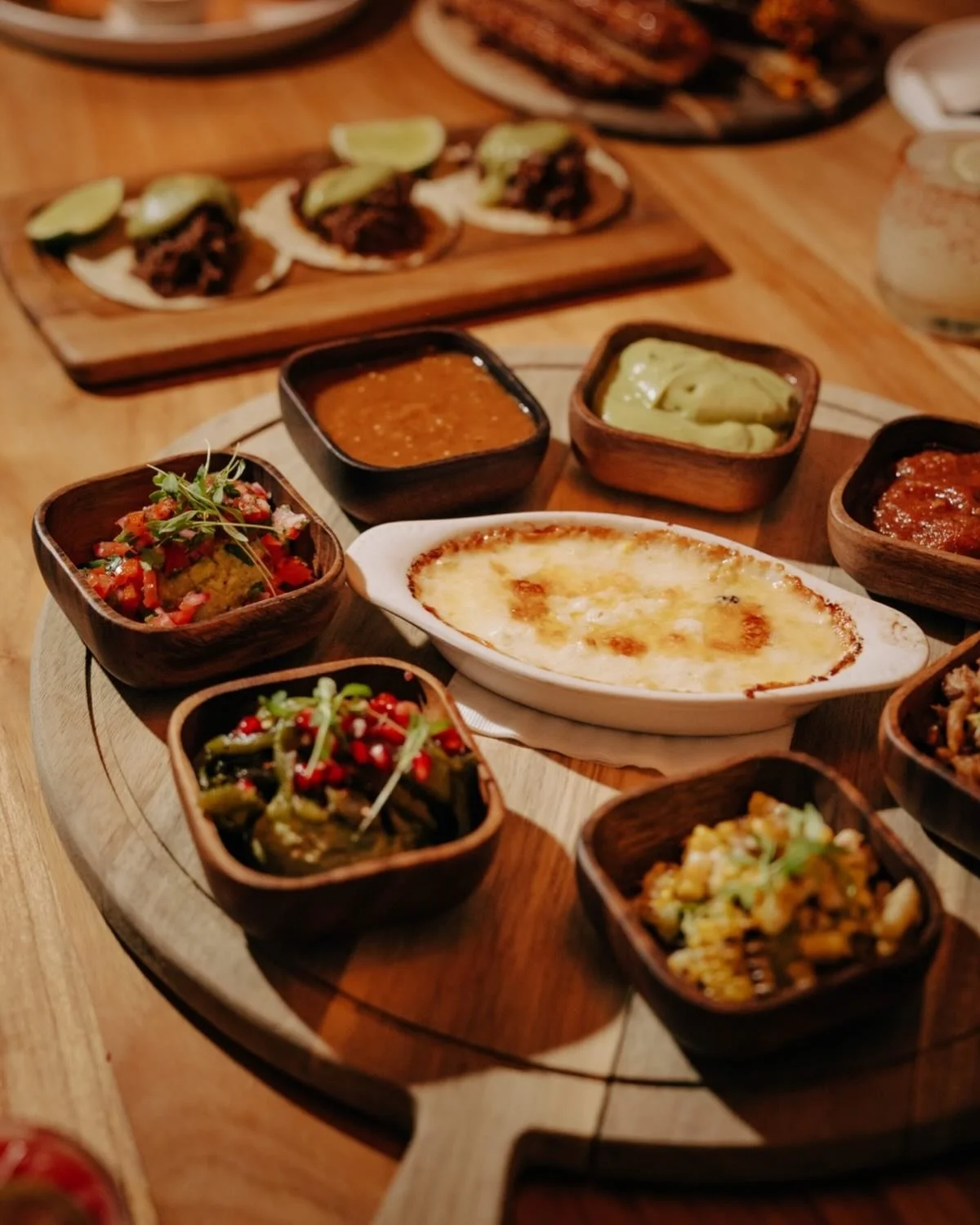 Why decide on one thing when you can have them all? If you&rsquo;re here with a group, as your server about the secret menu queso board. It comes with our signature 7-cheese queso fundito, three salsas and three guacamoles 😉