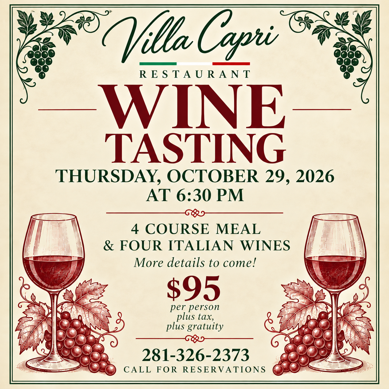 Villa Capri Wine Tasting