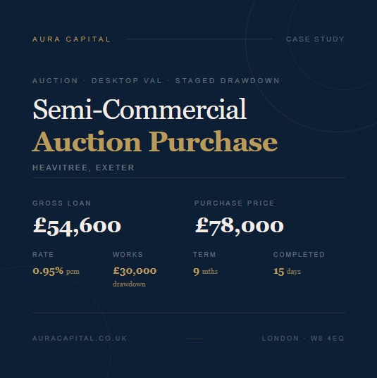 Auction Bridging Loan: Semi-Commercial Purchase, Exeter
