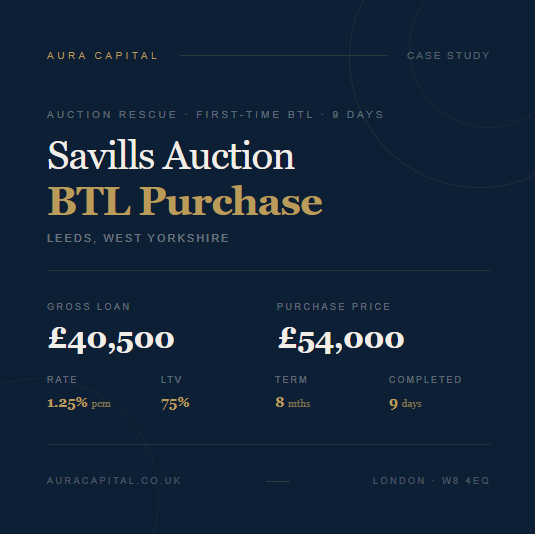 Auction Bridging Loan Rescue Case Study — First-Time BTL Investor, Leeds