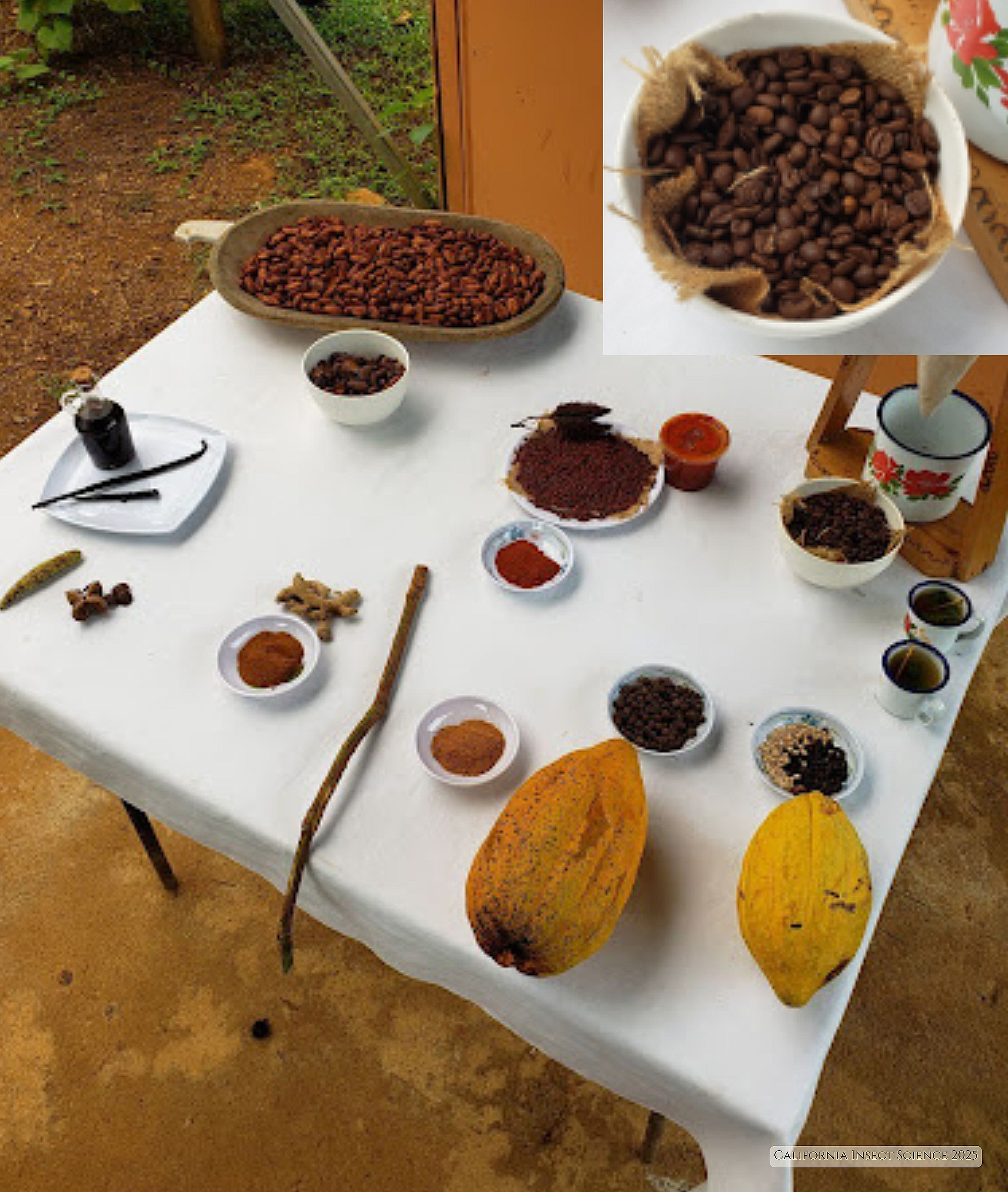 Spices, chocolate and coffee, all grown on site at Finca El Rocio, Costa Rica, 2021.