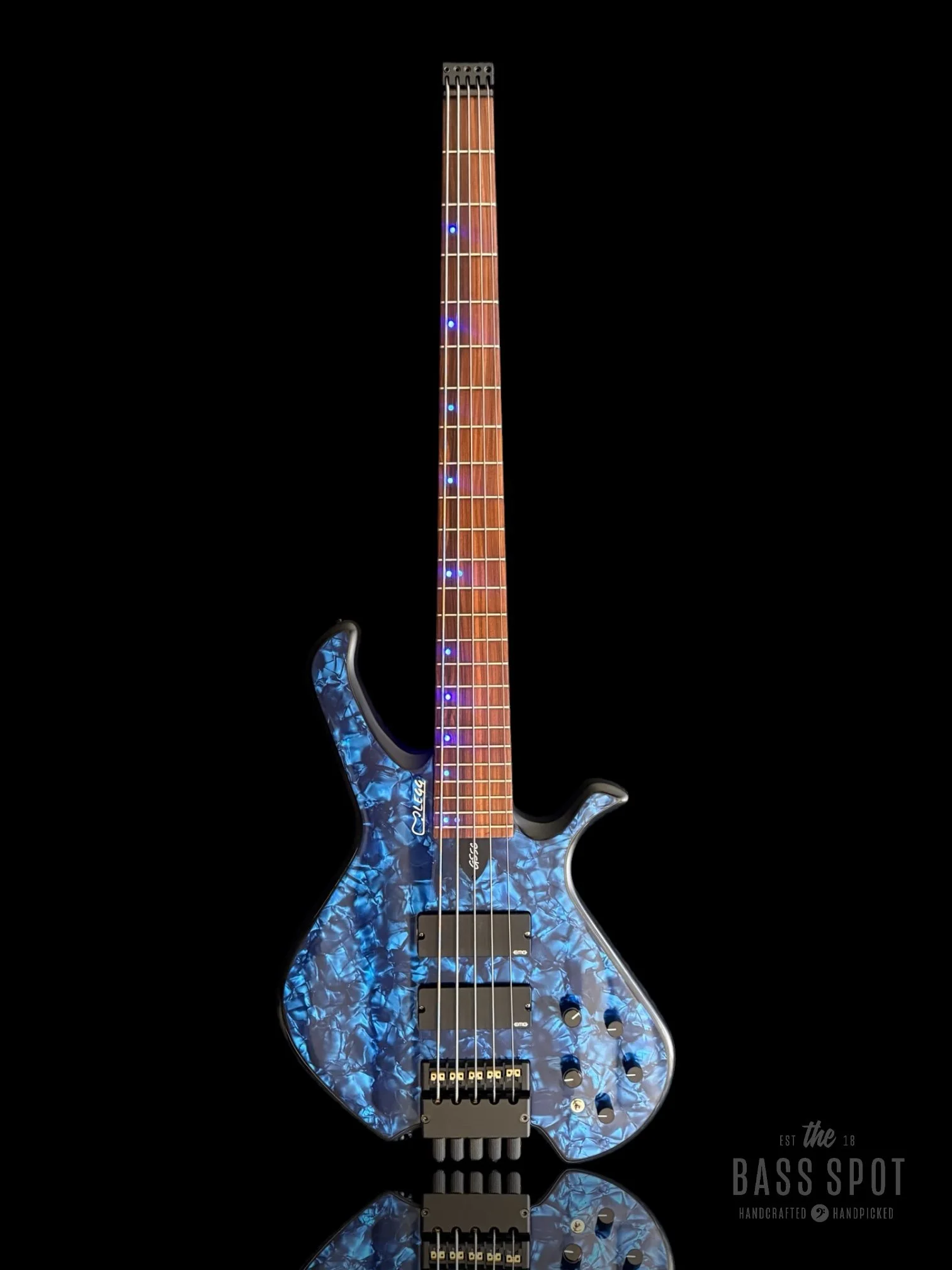 Legg Guitars Eclisse GS5C Blue MOP Headless With LEDS