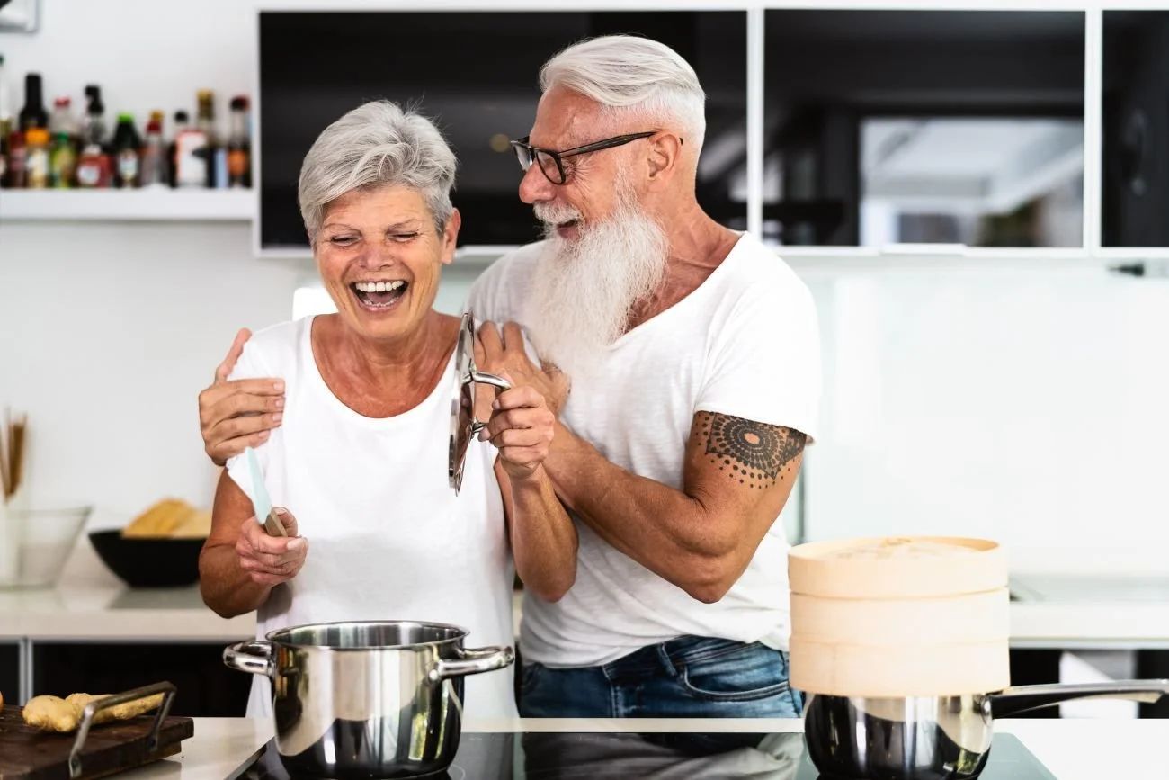 Senior couple after acupuncture for back pain