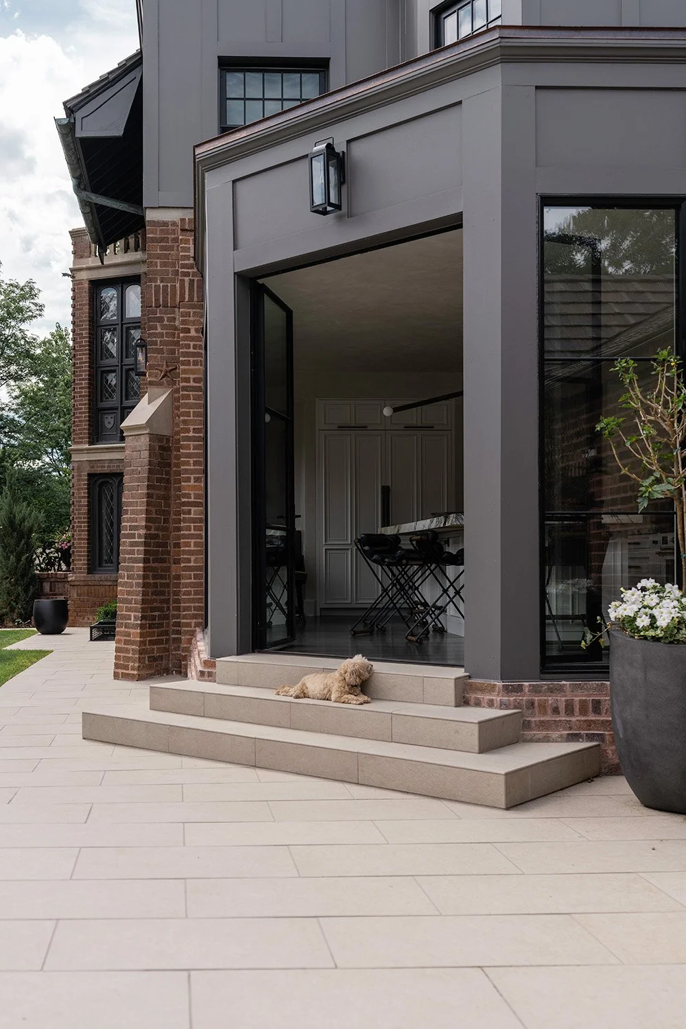 Studio Thomas Colorado high end interior architecture no 026 exterior backyard entry family dog natural stone tile stairs