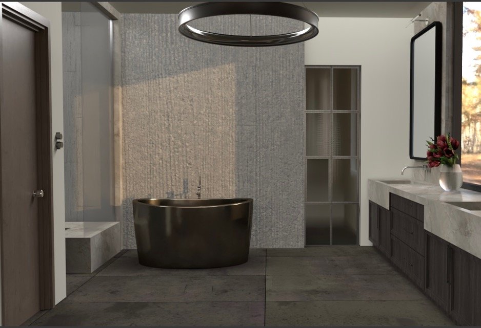 Studio Thomas coming soon no. 070 primary bathroom and texture wall rendering