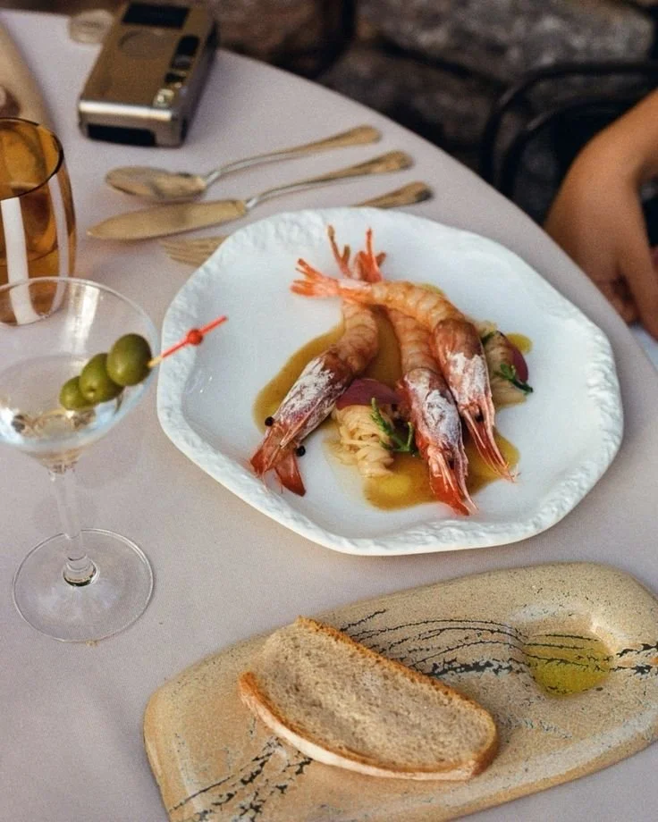 Embark barcelona the art of slowing down restaurant prawns bread martini