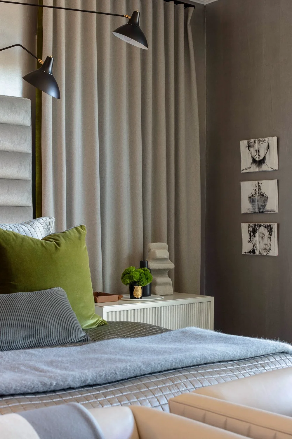 Studio Thomas colorado bespoke interior architecture no 006 master bedroom custom pillows drapery artwork