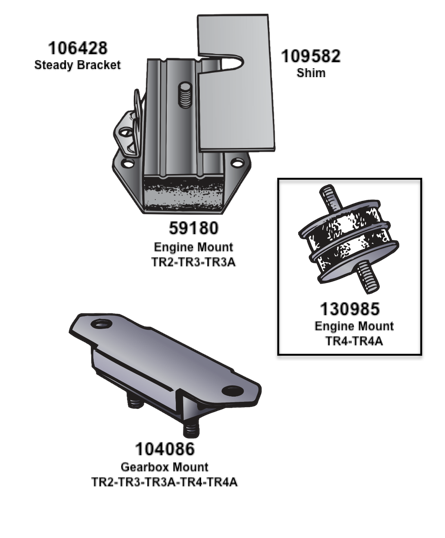 Engine & Transmission Mounts, TR2 thru TR4A