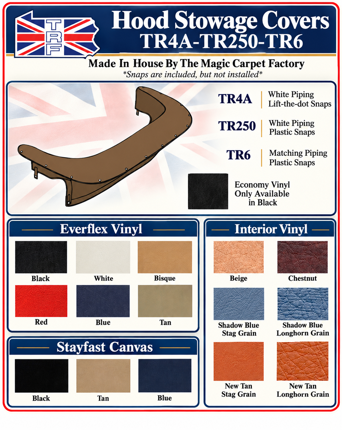 Hood Stowage Covers, TR4A-TR250-TR6