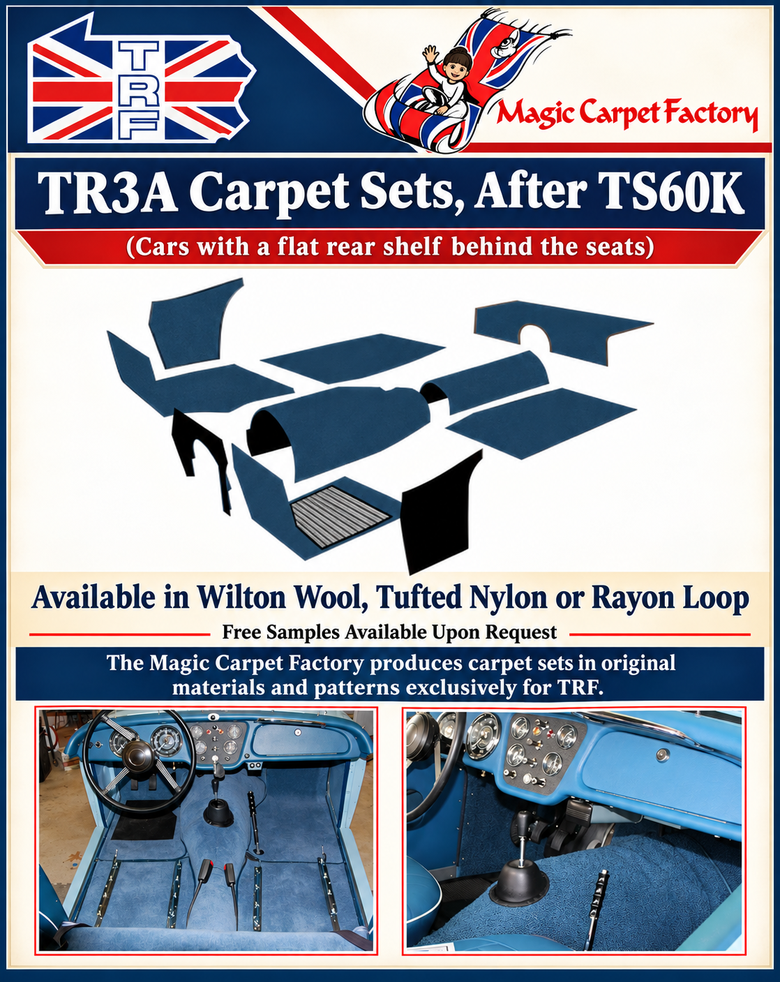Triumph TR3A Carpet Sets, Post TS60K
