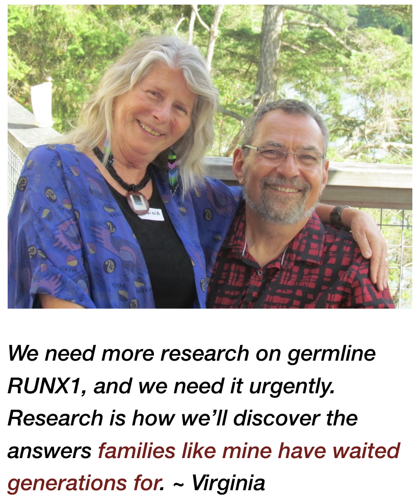 RUNX1-FPD patient Virginia and her husband, Dave