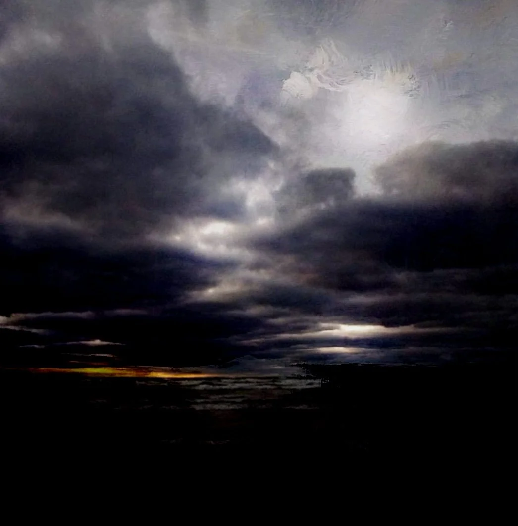 Moody seascape at sunrise.