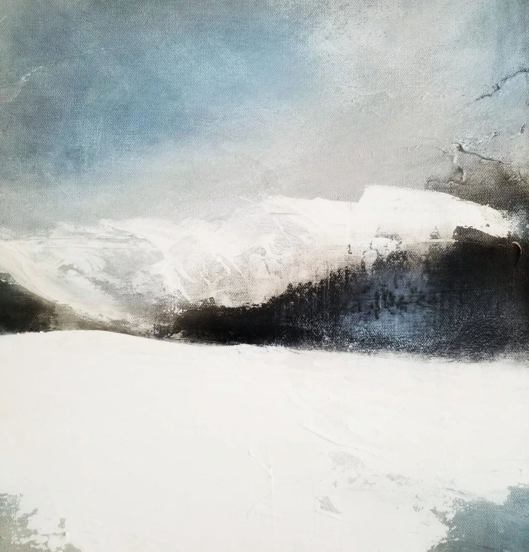 Winter mountain painting.