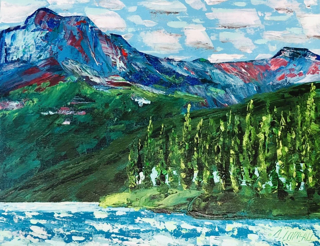 Emerald Lake , canadian landscape painting by Alex Lorieau