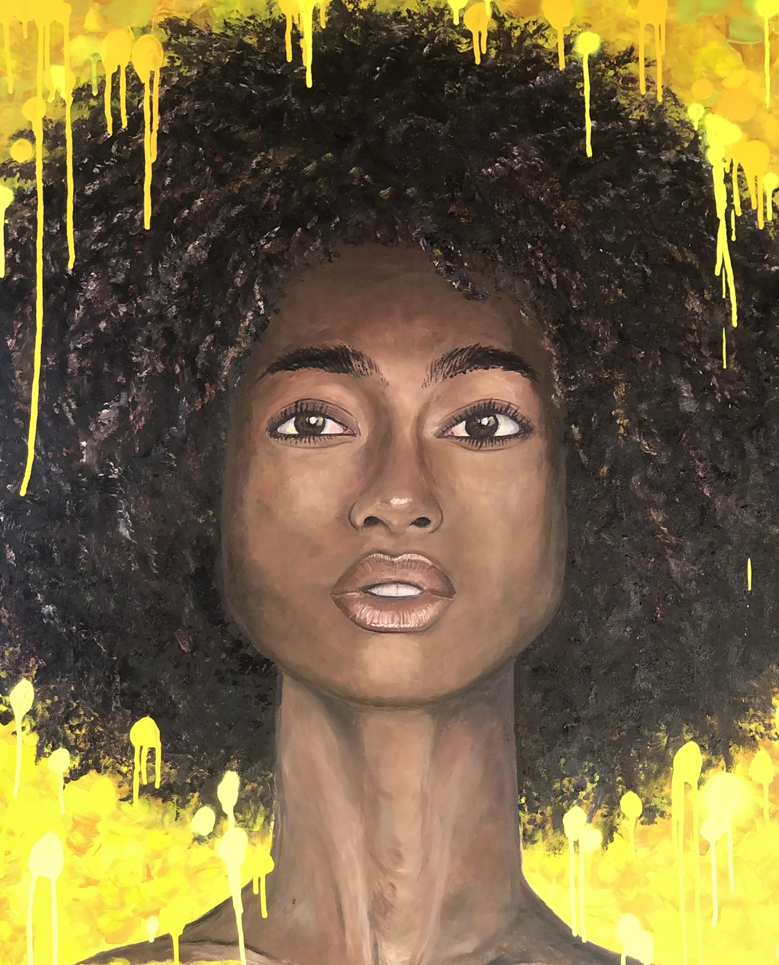 Woman with Afro portrait by Alex Lorieau