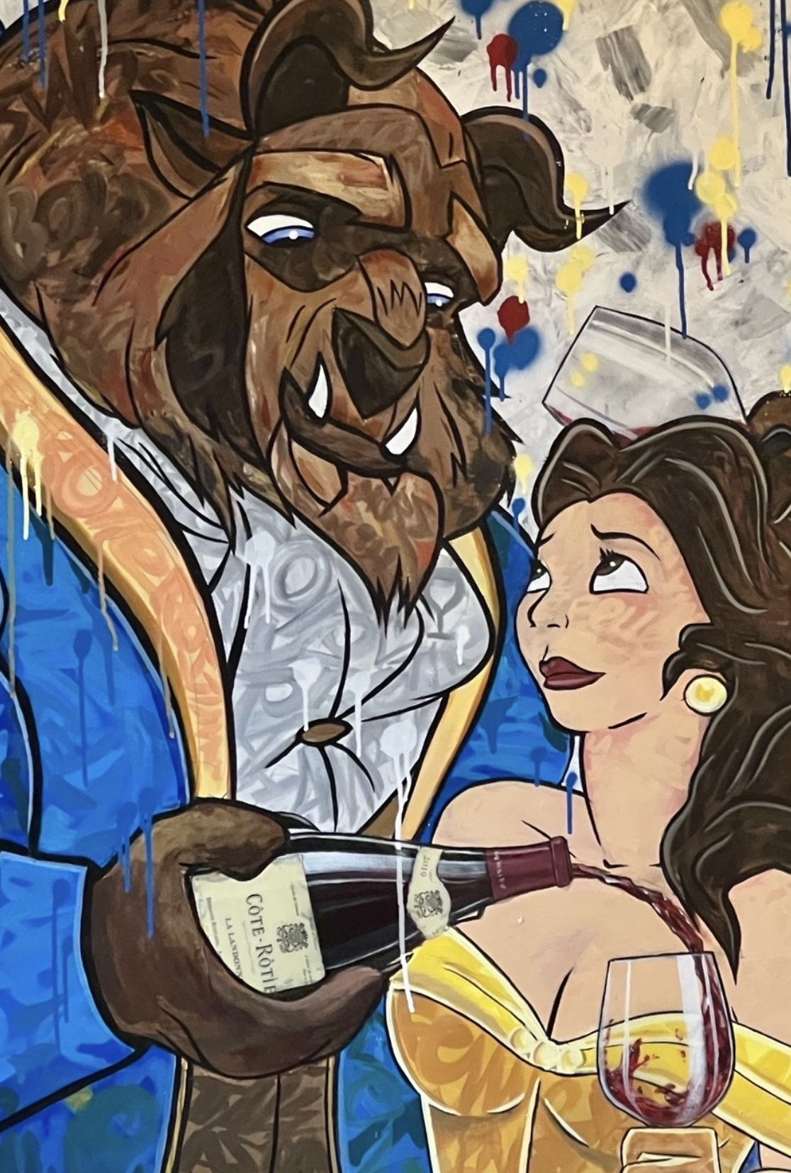 rene rostaing cote rosie rhone wine beauty and the beast pop art by Alex Lorieau
