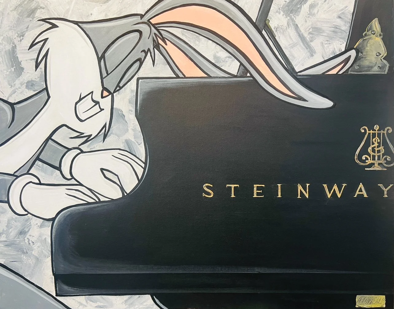 Alex Lorieau painting "Bunny's Rhapsody" Bugs bunny playing the piano.