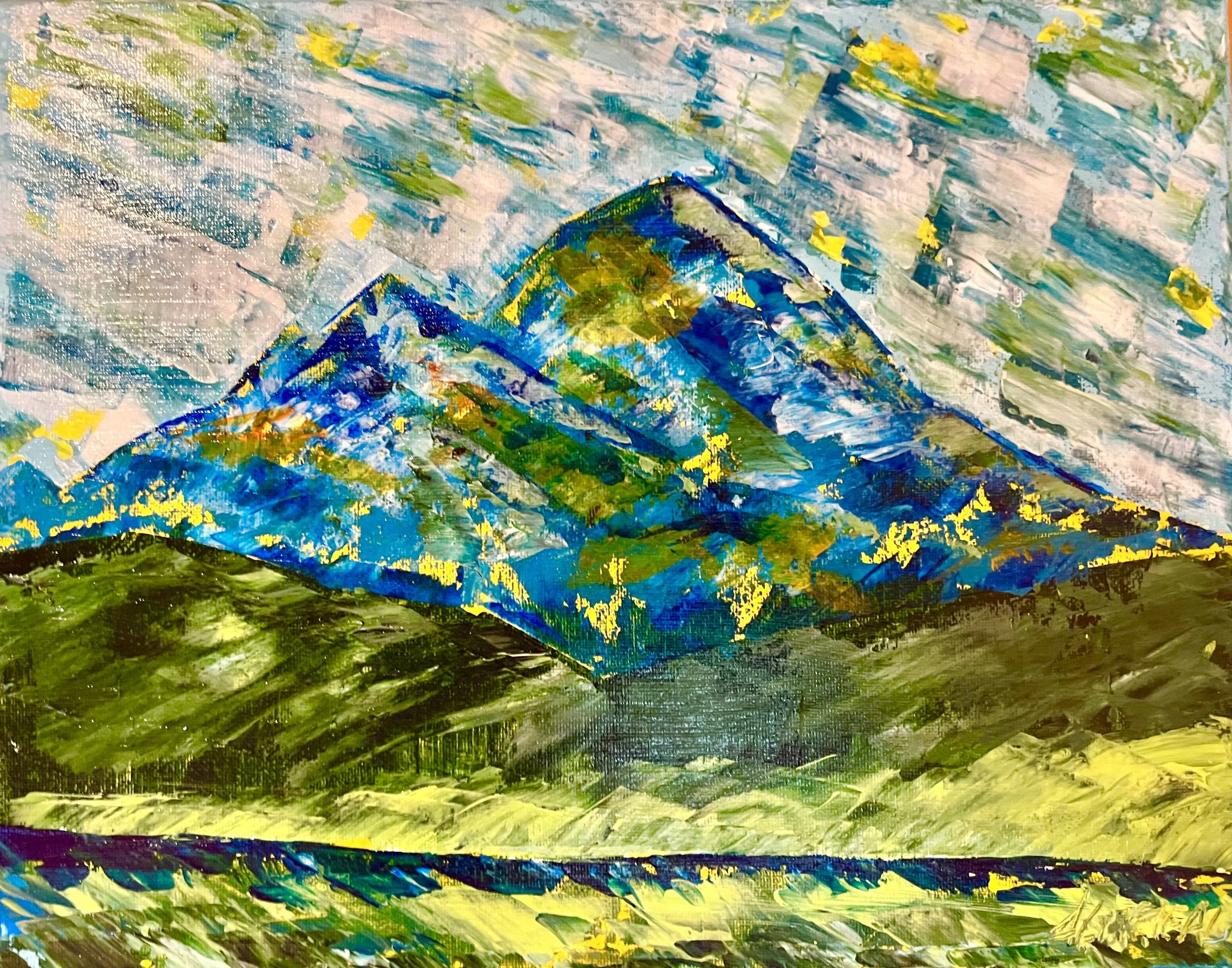 Alberta Pyramid mountain landscape painting by Alex Lorieau