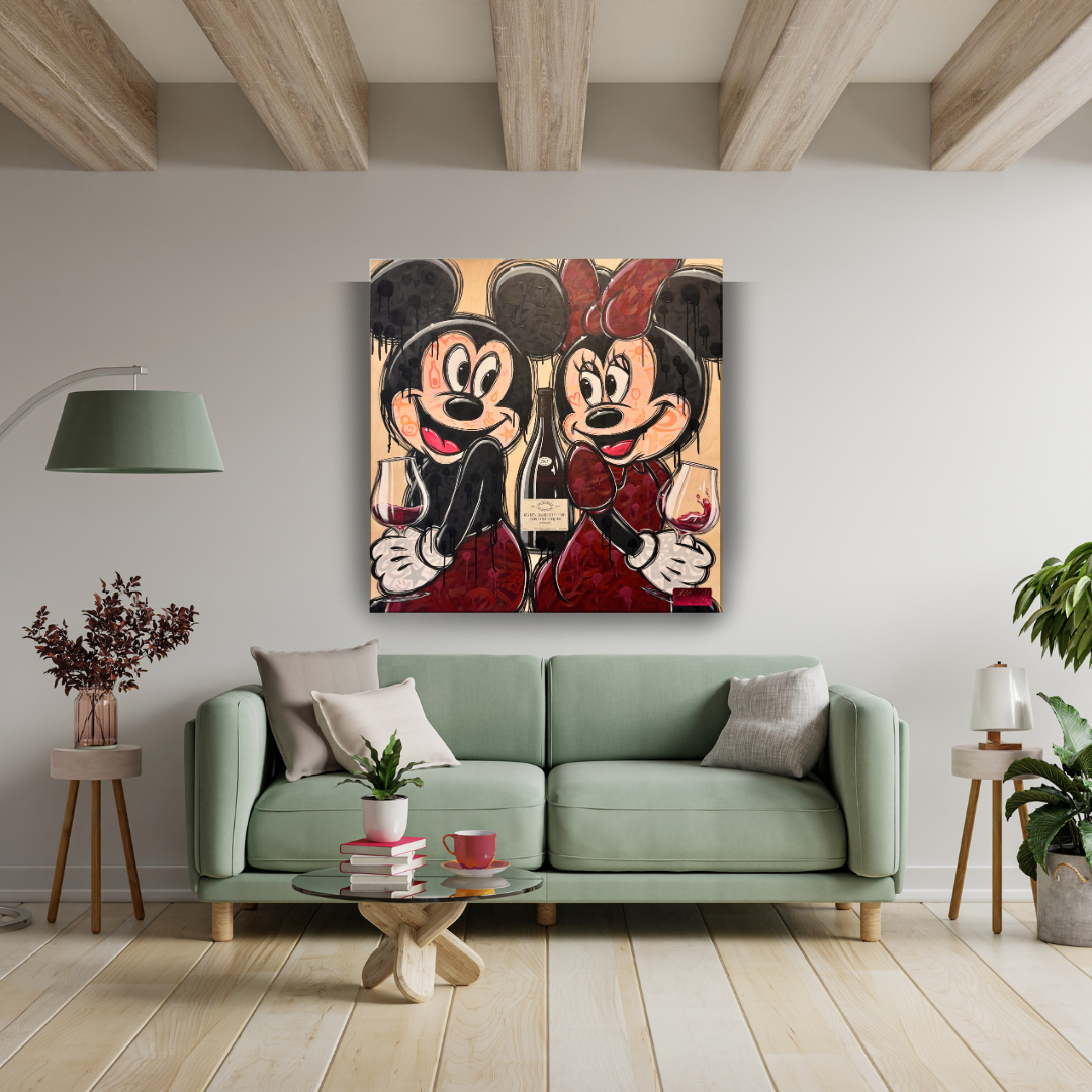 Un Cru pour Deux - Original Painting/artwork on wood panel 36x36"