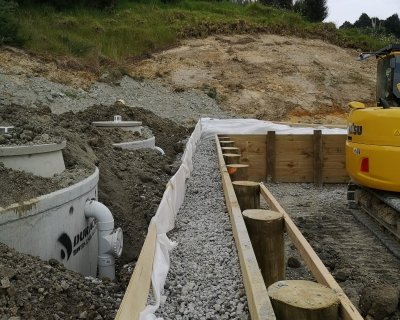 rainwater tanks installation on Auckland residential earthworks site run by Oxen limited