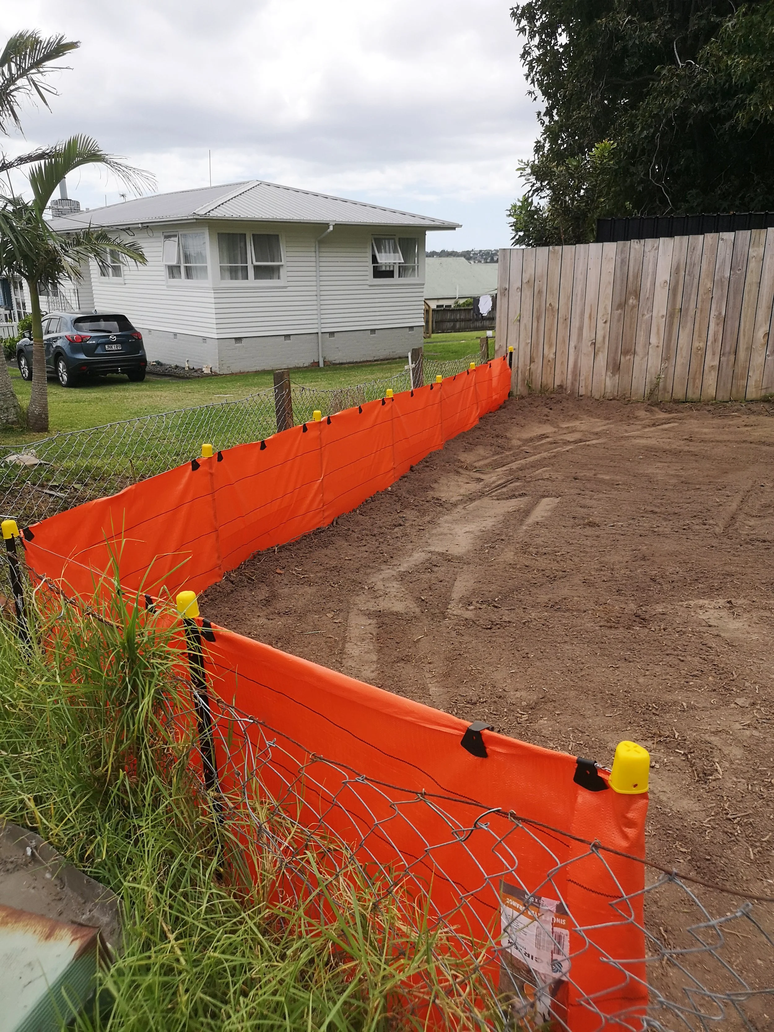 silt fence on a house site in the north shore auckland