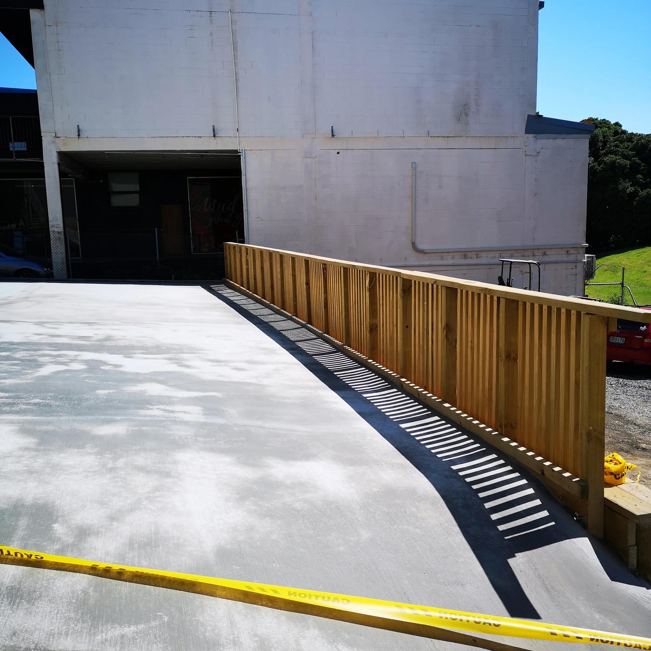 driveway with retaining wall and safety barrier on the north shore auckland