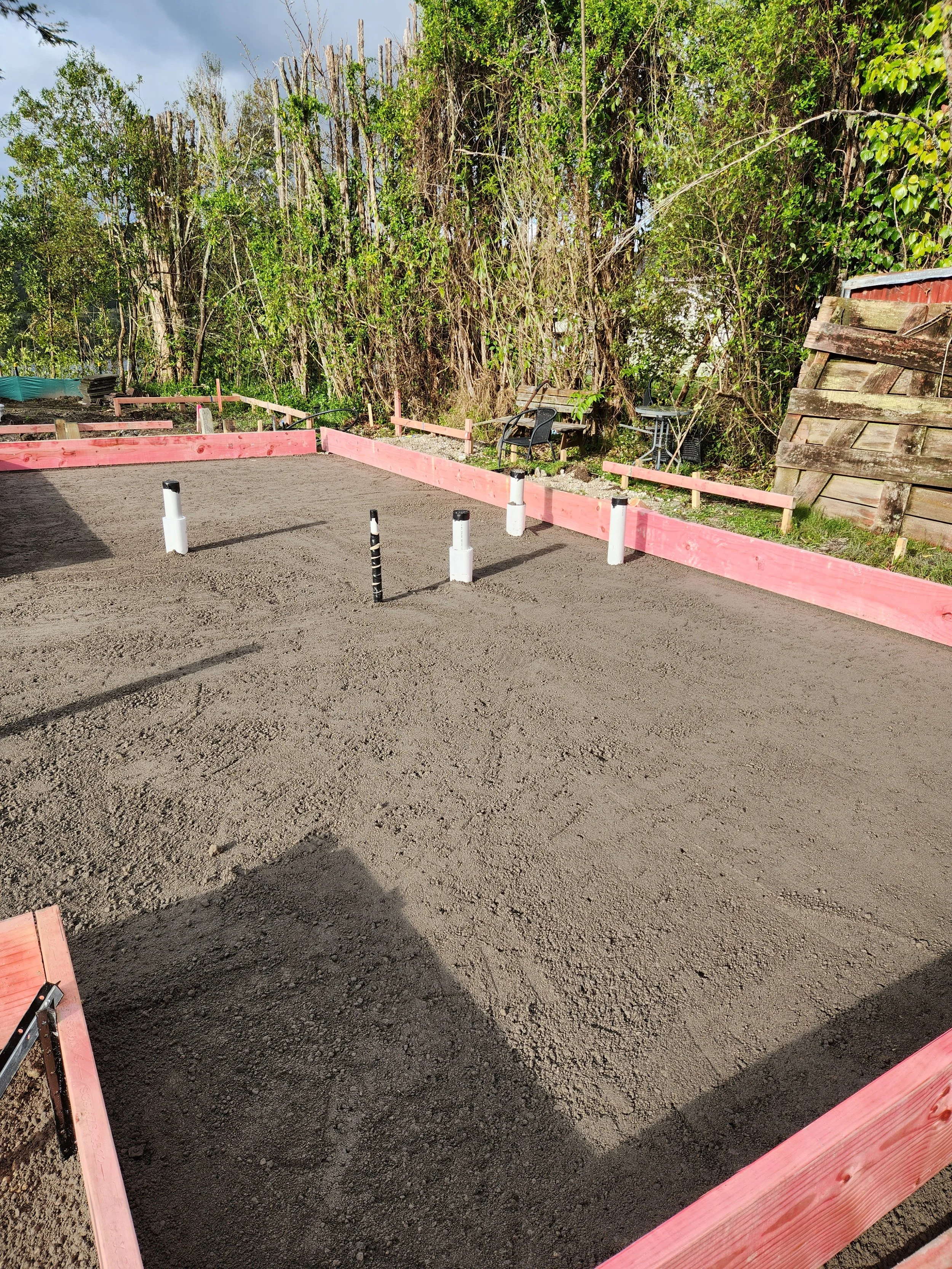 sand blinding over pre slab plumbing for a concrete house slab