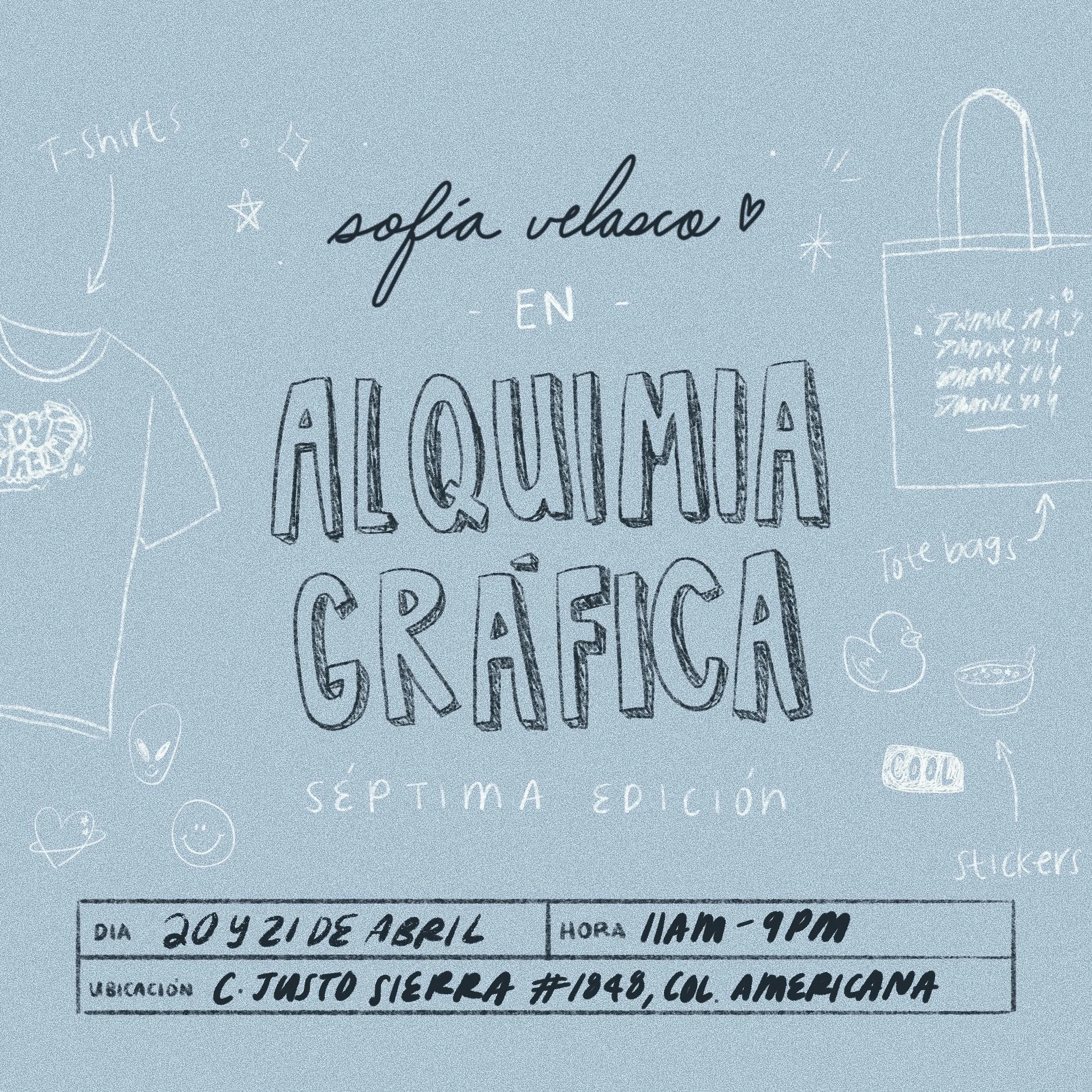 S&uacute;per feliz de contarles que una vez m&aacute;s voy a estar en @alquimiagrafica ahora s&iacute;, son tote bags y t-shirttsssss (aparte de stickers y printsss) 

Los esperooo 20 &amp; 21 de 11AM a 9PM 🎀✨

-
#bazar #alquimiagrafica #bysofvelasc