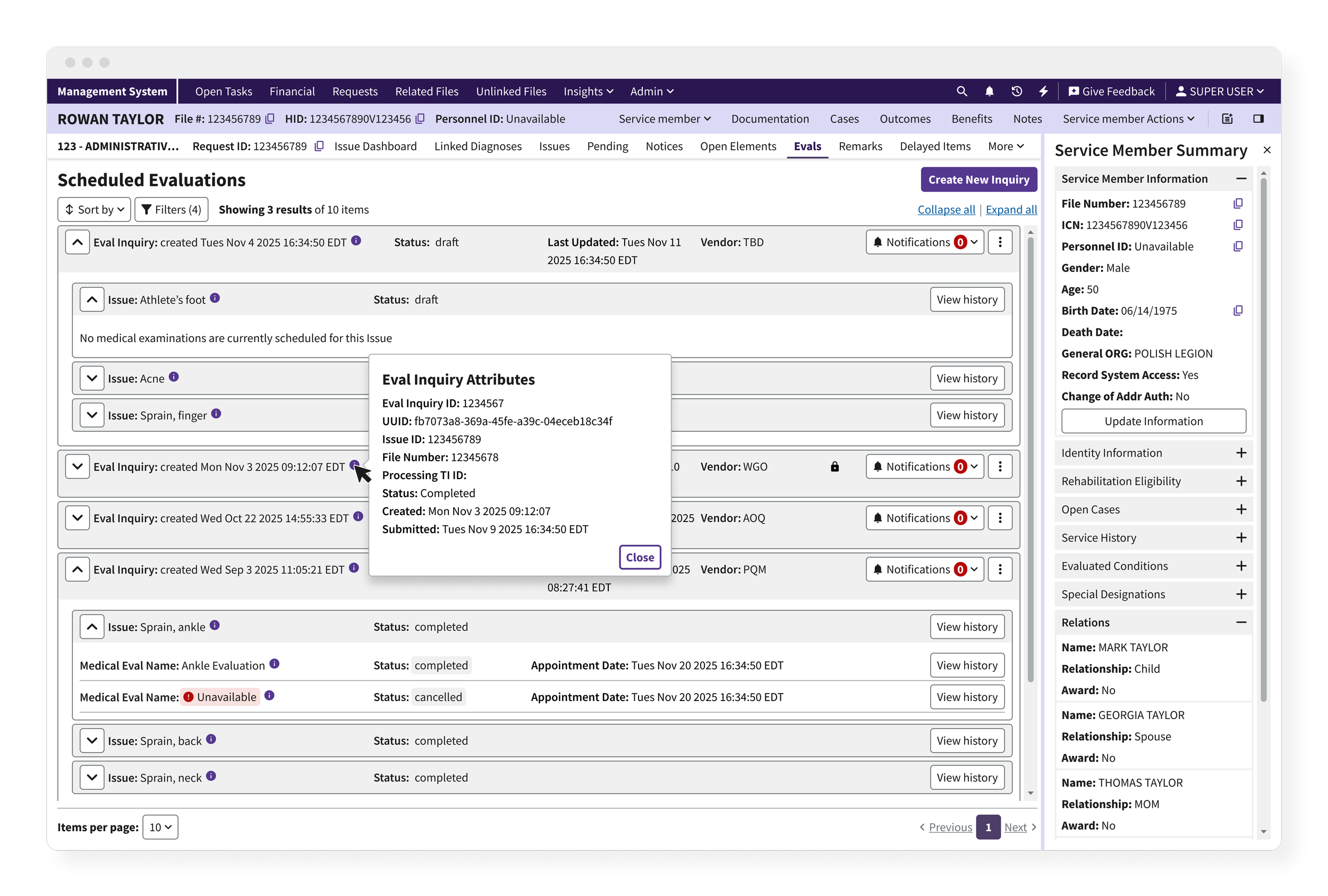 01-Scheduled Evaluations-Summary page with popover.png