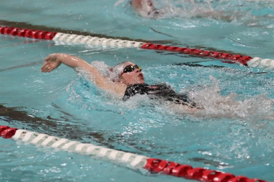 Lady Reds Swim Team tried their best against Berthoud High School