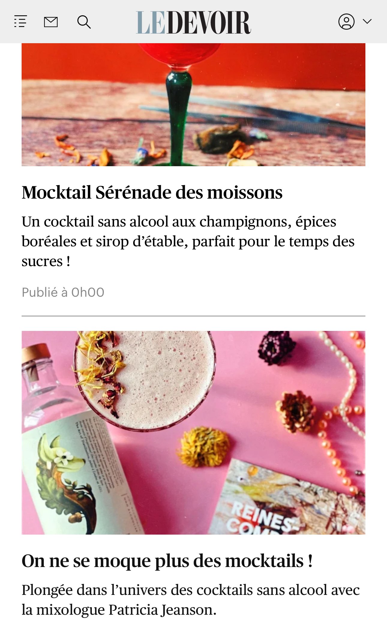 Entretien avec Le Devoir entourant les cocktails sans alcool et l’univers innovateur du sans alcool au Québec