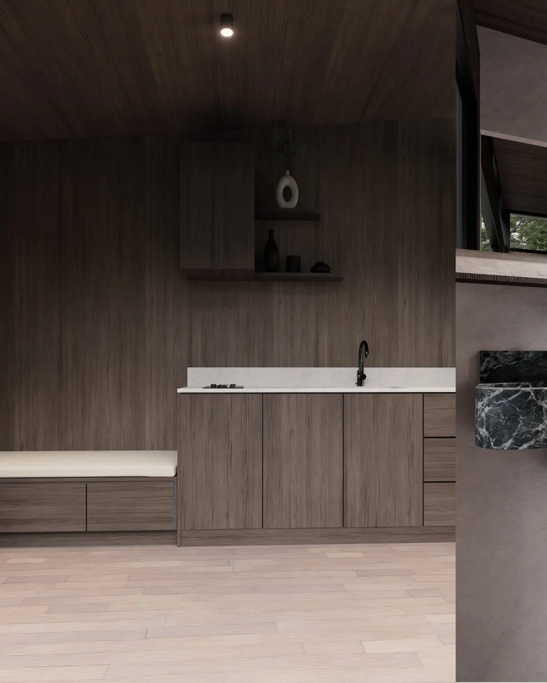 The Otis Collection 〰️
High end features in 18m2 including Shou Sugi Ban charred timber and Colorbond exterior, 3m wide pocket doors, architectural Birch Ply interior, Microcement bathroom, Tasmanian Oak flooring, Laminex Absolute Grain cabinetry, Ca