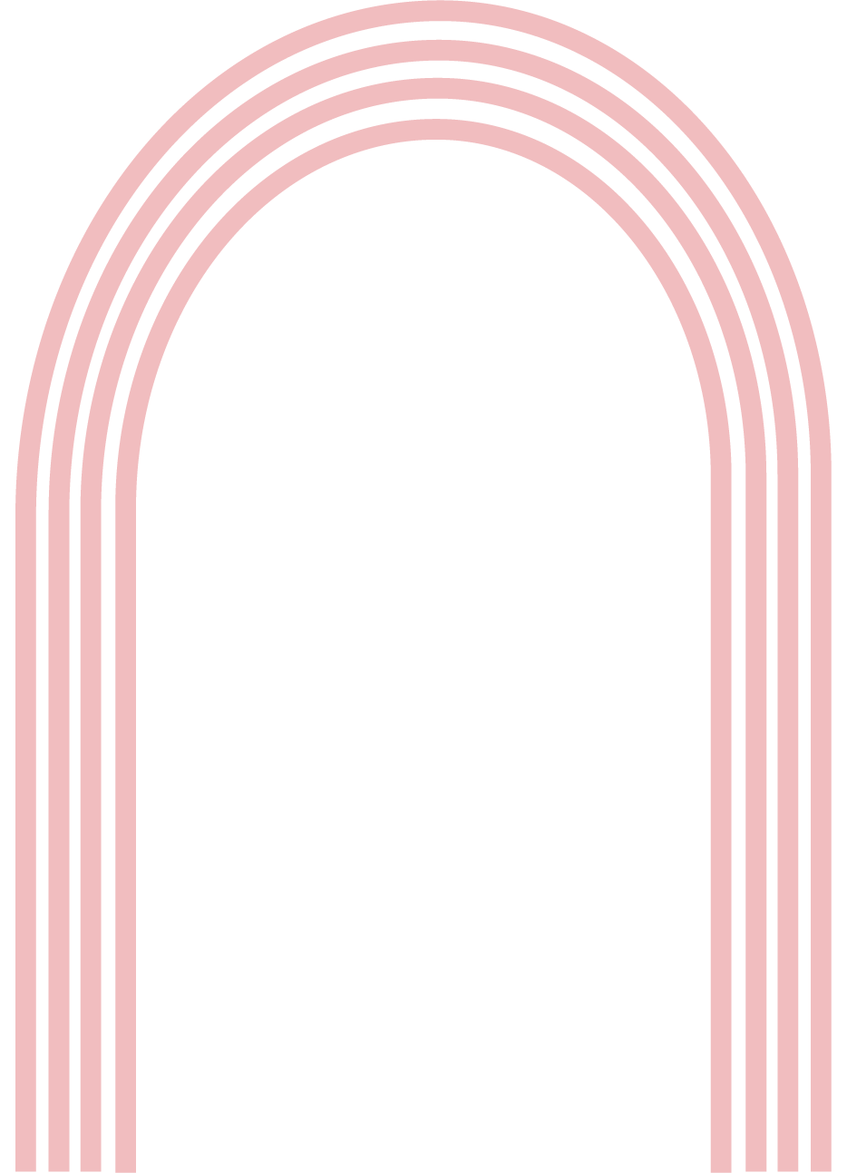 A digital illustration of a rainbow with four pink arches on a black background.