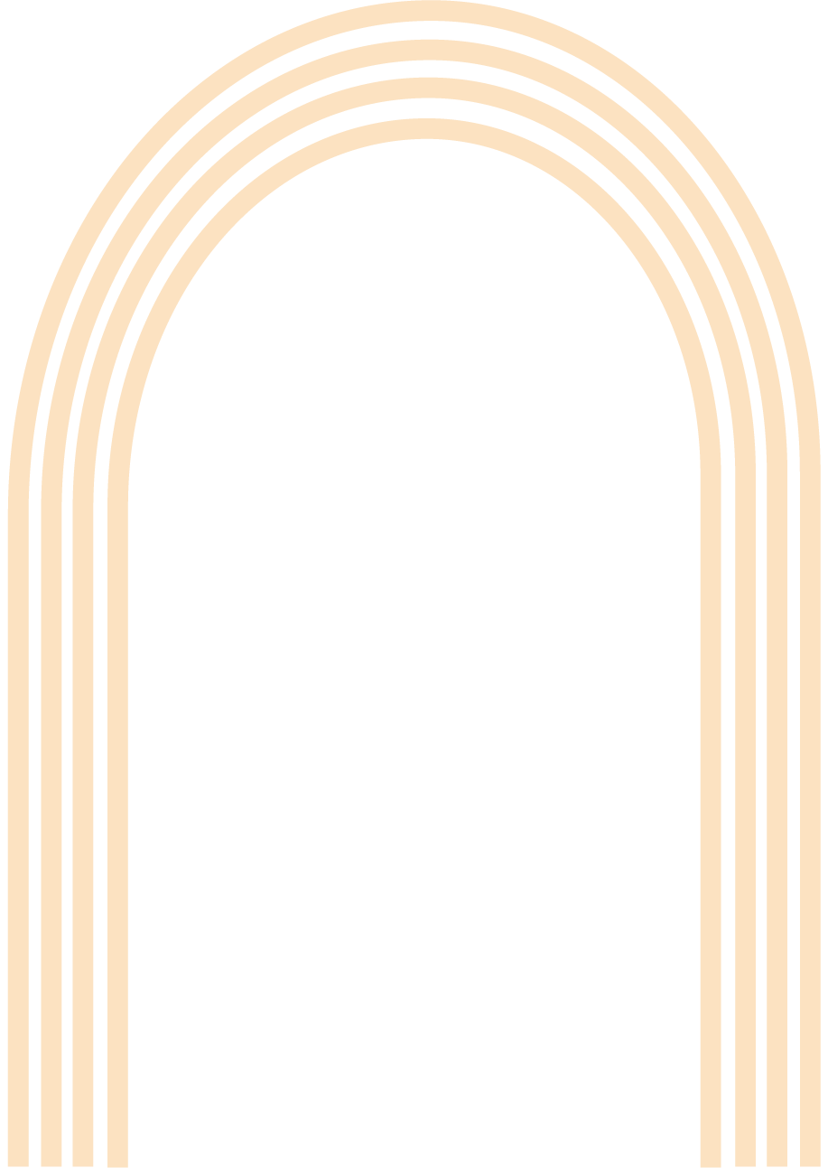 A beige rainbow with five arches on a black background.