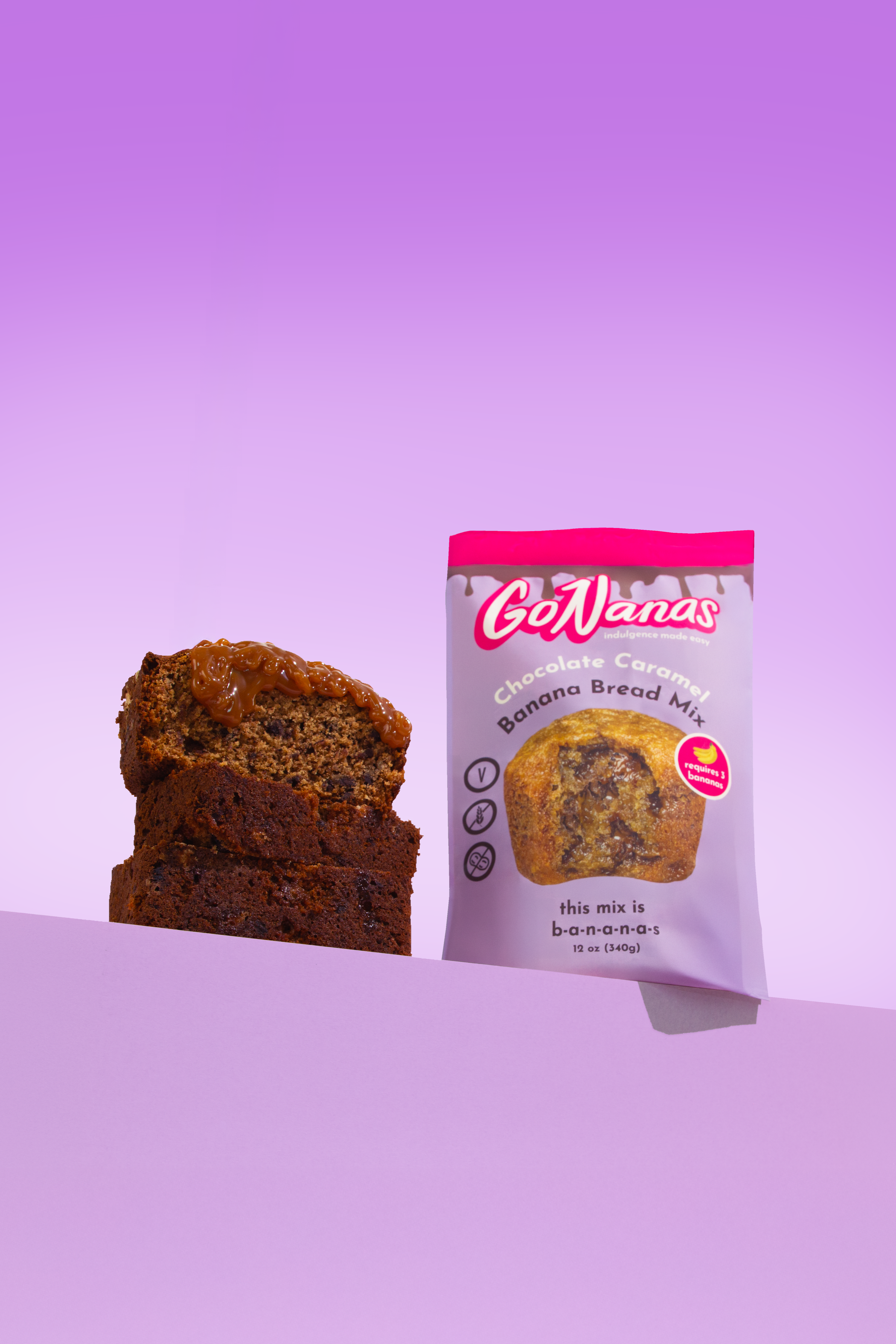 GoNanas Caramel Banana Bread Commercial Product Photography Sunny Honey Studio