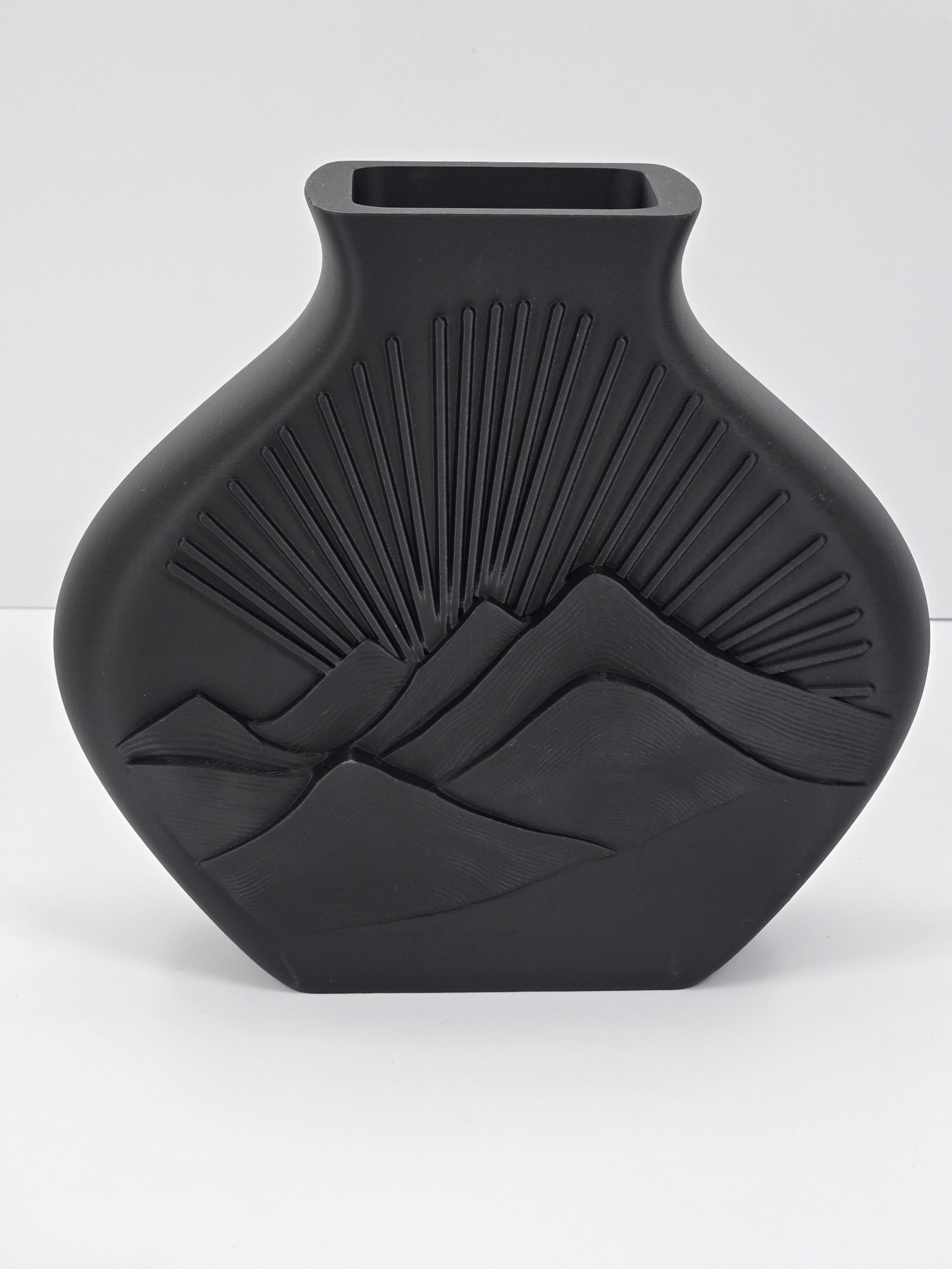 Deco - Vase - Sunrise Peaks - Matte Black - Single - PDBPLAS-4-1-1-1001.jpg