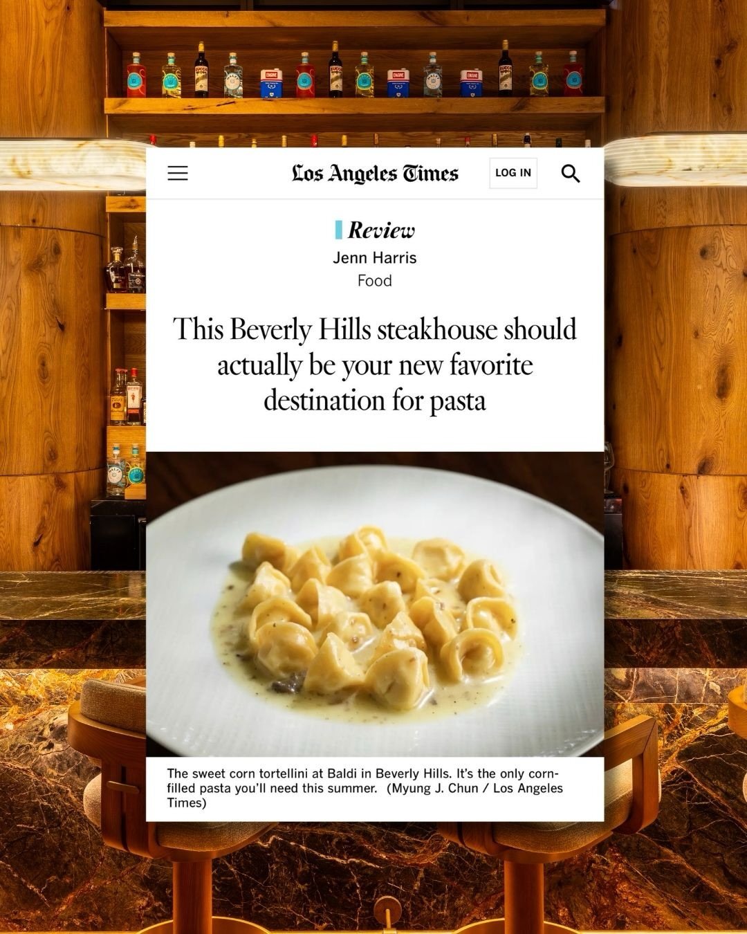 As Jenn Harris writes in the @latimesfood review of @baldibeverlyhills at @waldorfbevhills, some of the city&rsquo;s most memorable pasta isn&rsquo;t found in Italy, it&rsquo;s right in Beverly Hills.

&ldquo;The most euphoria-inducing, toe-curling p