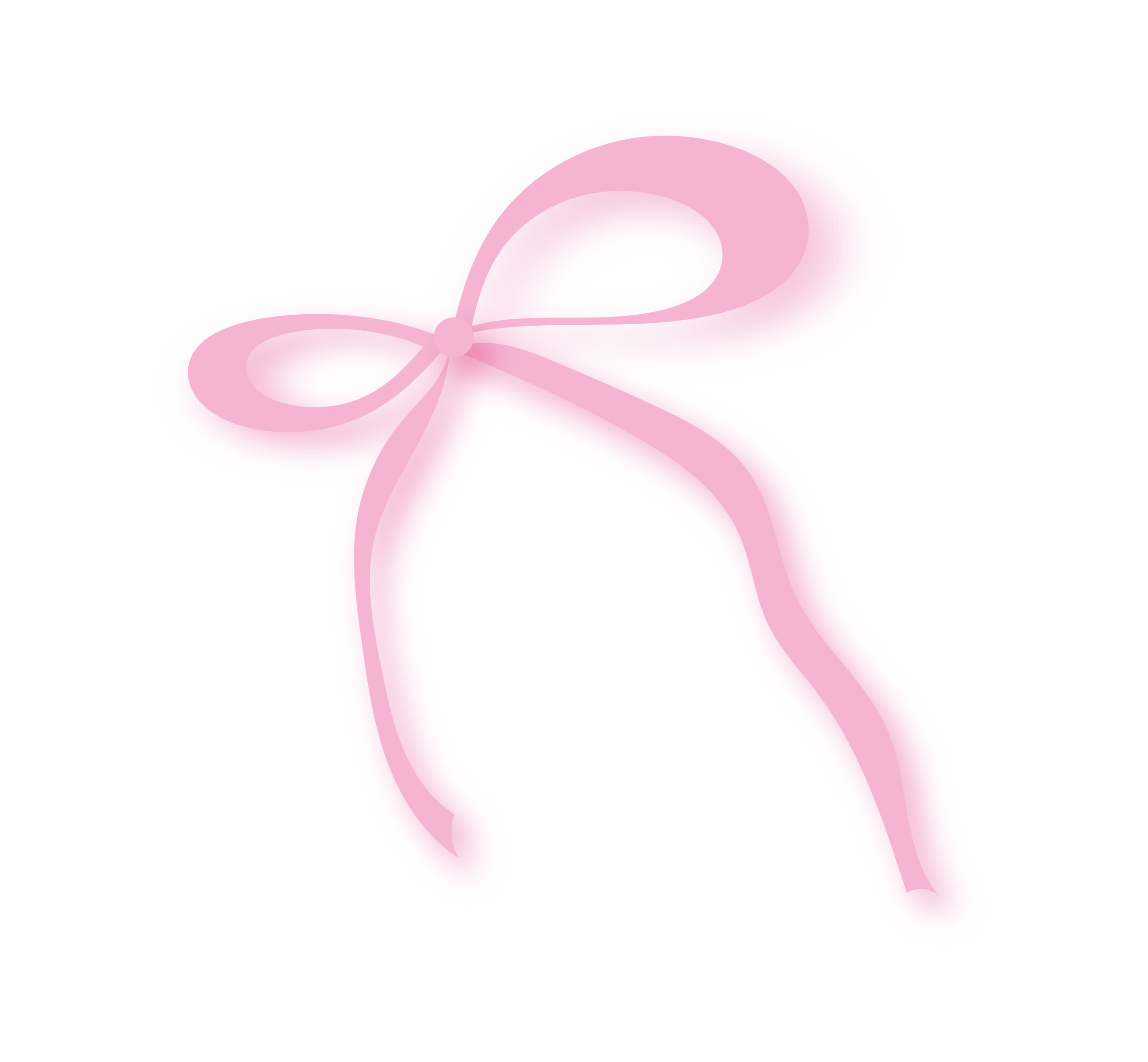 A pink tied bow on a white background