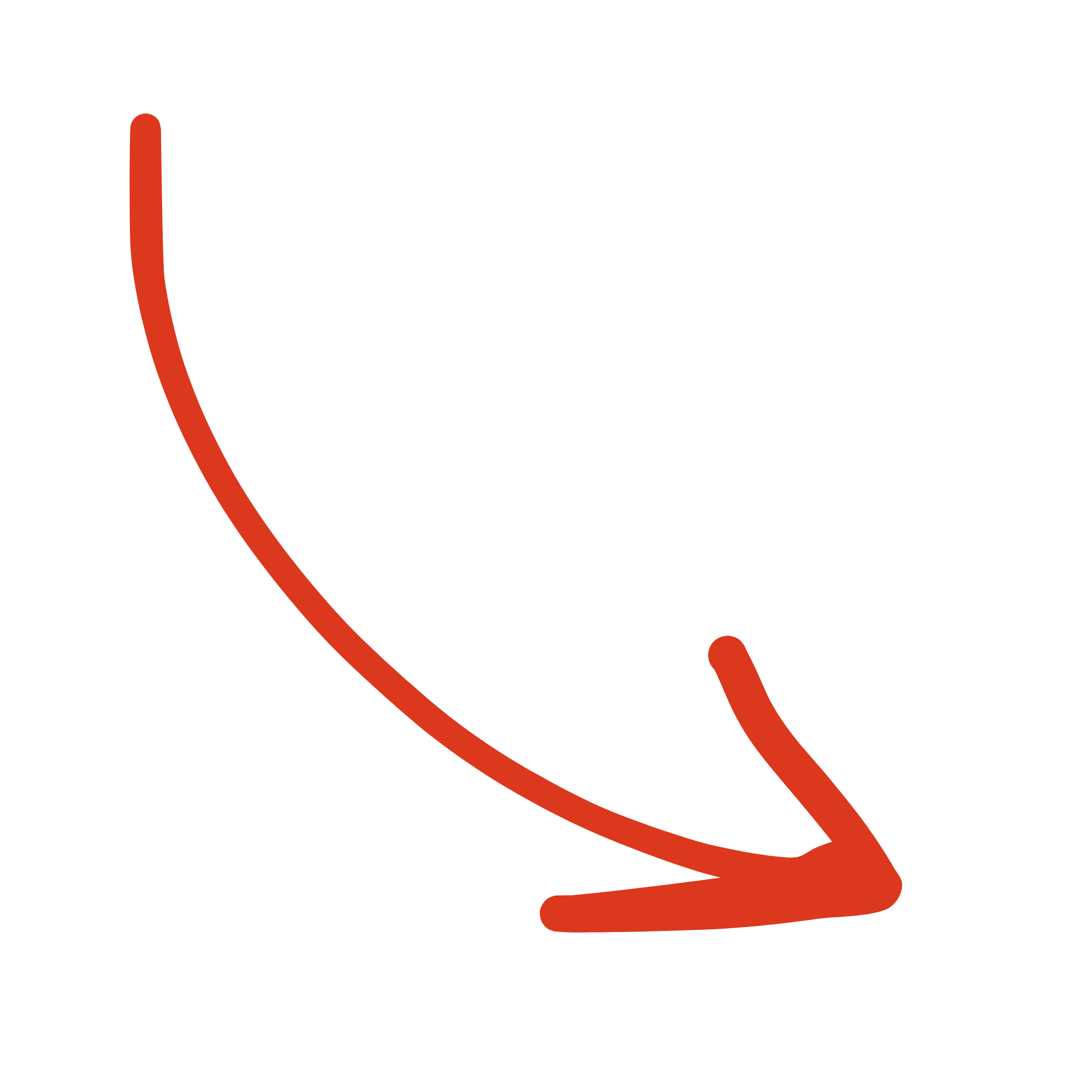 A red arrow pointing downward in front of a white background