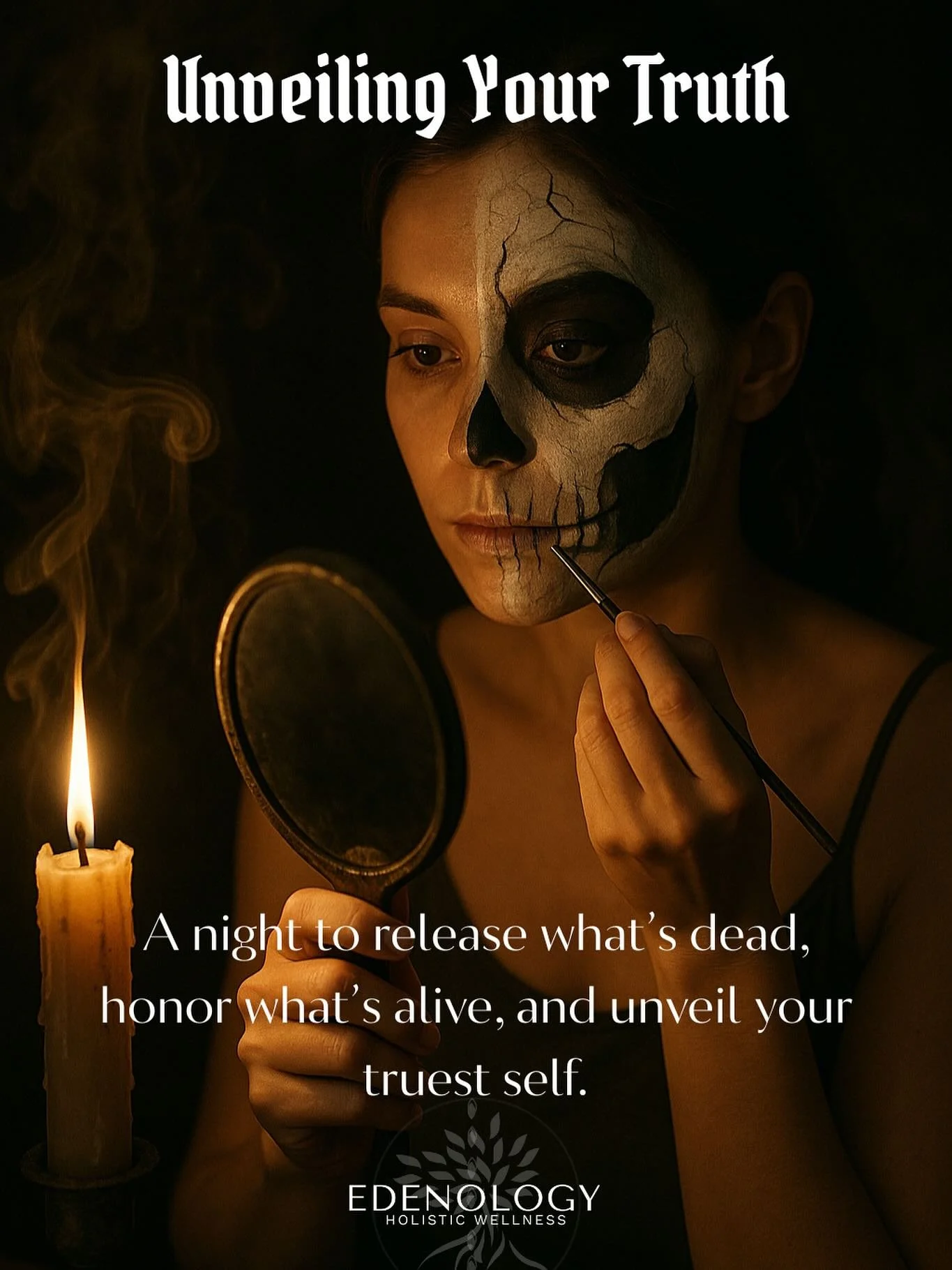 Step beyond the mask this Halloween and into a night of mystical revelation. ✨
Join us for Unveiling Your Truth, an immersive evening where creative expression meets spiritual release.
We’ll begin with a ritual of adornment, painting our face