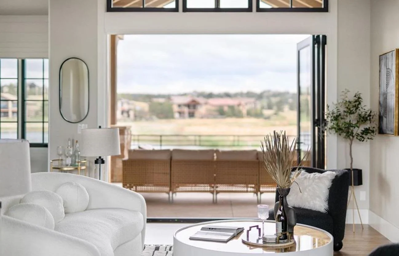 LUXE LIFE. ✨

&ldquo;Luxury is a state of mind,&rdquo; - L&rsquo;Wren Scott

A playful, mod-inspired living space opens onto a breathtaking portico overlooking a stunning vista in this contemporary Western chalet in Parker. 

When designing for the l
