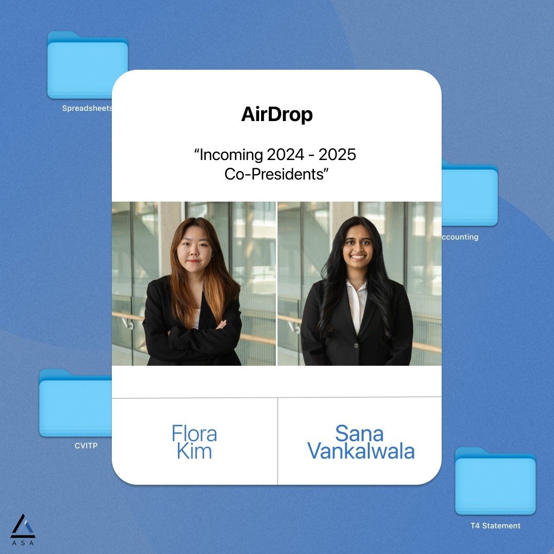 Welcome ASA's 2024-2025 Co-Presidents, Flora Kim and Sana Vankalwala! 💙

Want to be part of their executive team? Director hiring will start VERY SOON, so be sure to follow @sfuasa to not miss the application.