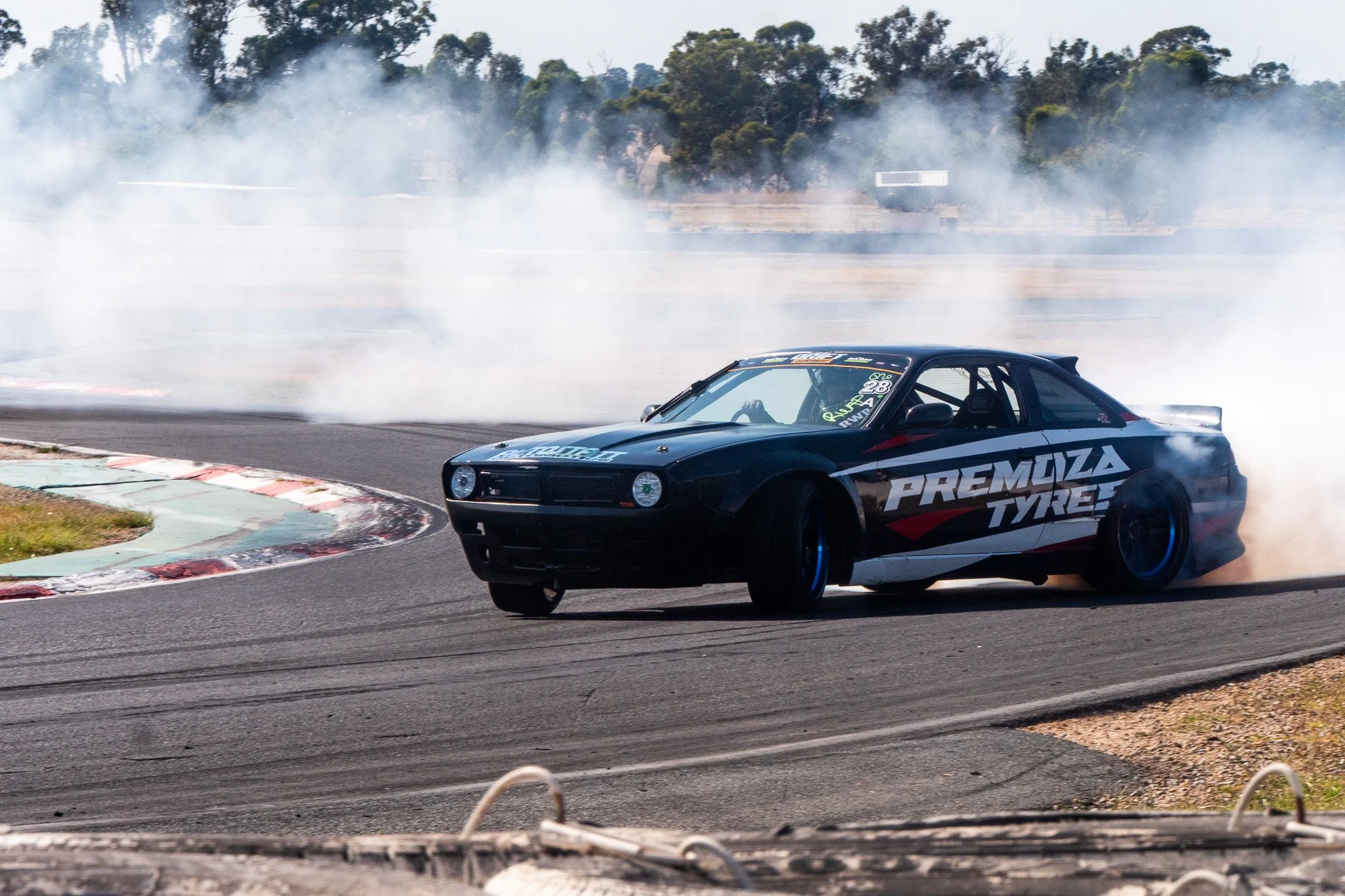 A black race car with