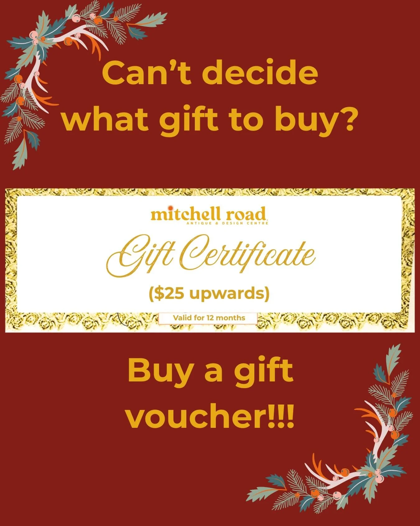 A last minute rush means a gift voucher is a perfect alternative. 
Purchase online or in store today
CLOSING AT 4PM TODAY!!
📍 17 Bourke Road, Alexandria, NSW
🛒Great shopping experience 🛍️
🚙🅿️ Parking on site 
🐶Dog friendly business