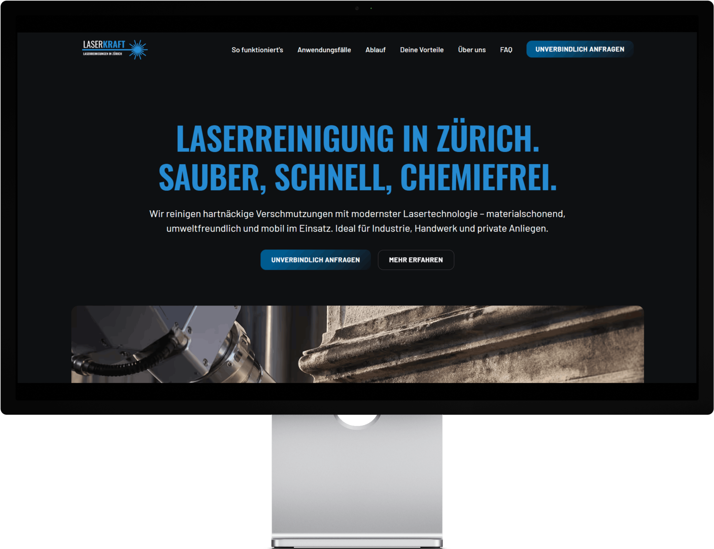 Professionelle Webseite für Laserreinigungsunternehmen aus Zürich Schweiz