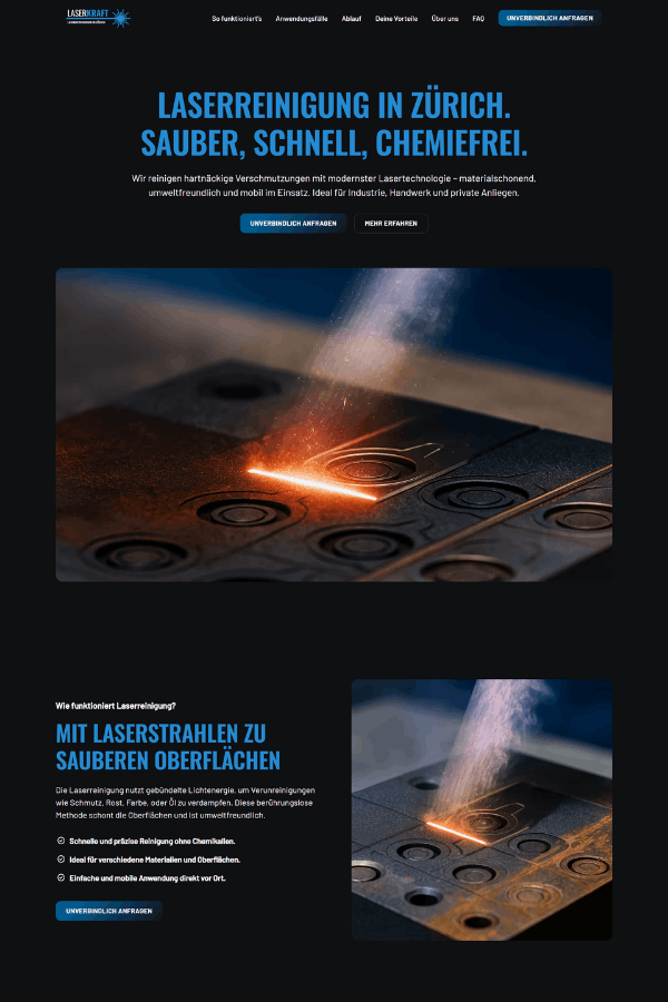 Webseite für Laserreinigung in Zürich