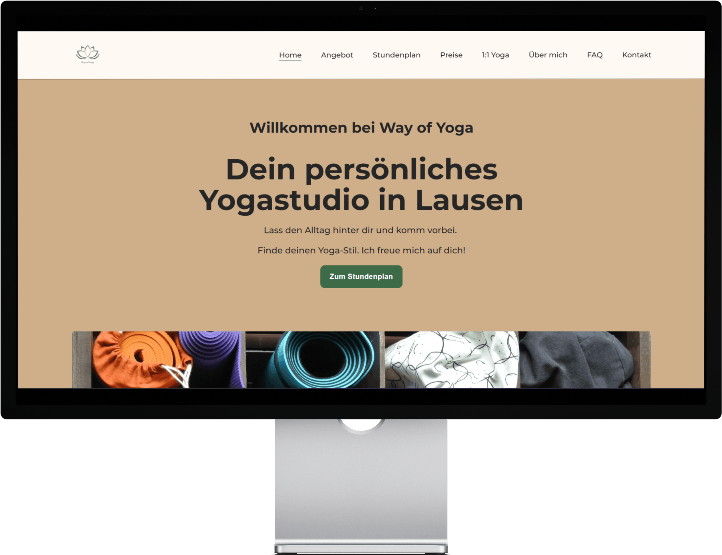 Screenshot einer professionellen Webseite für eine Yoga Lehrerin aus Lausen BL, Schweiz