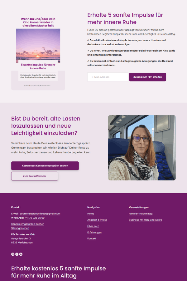 Screenshot einer professionellen Webseite für eine Nergetikerin aus Schaffhausen Schweiz