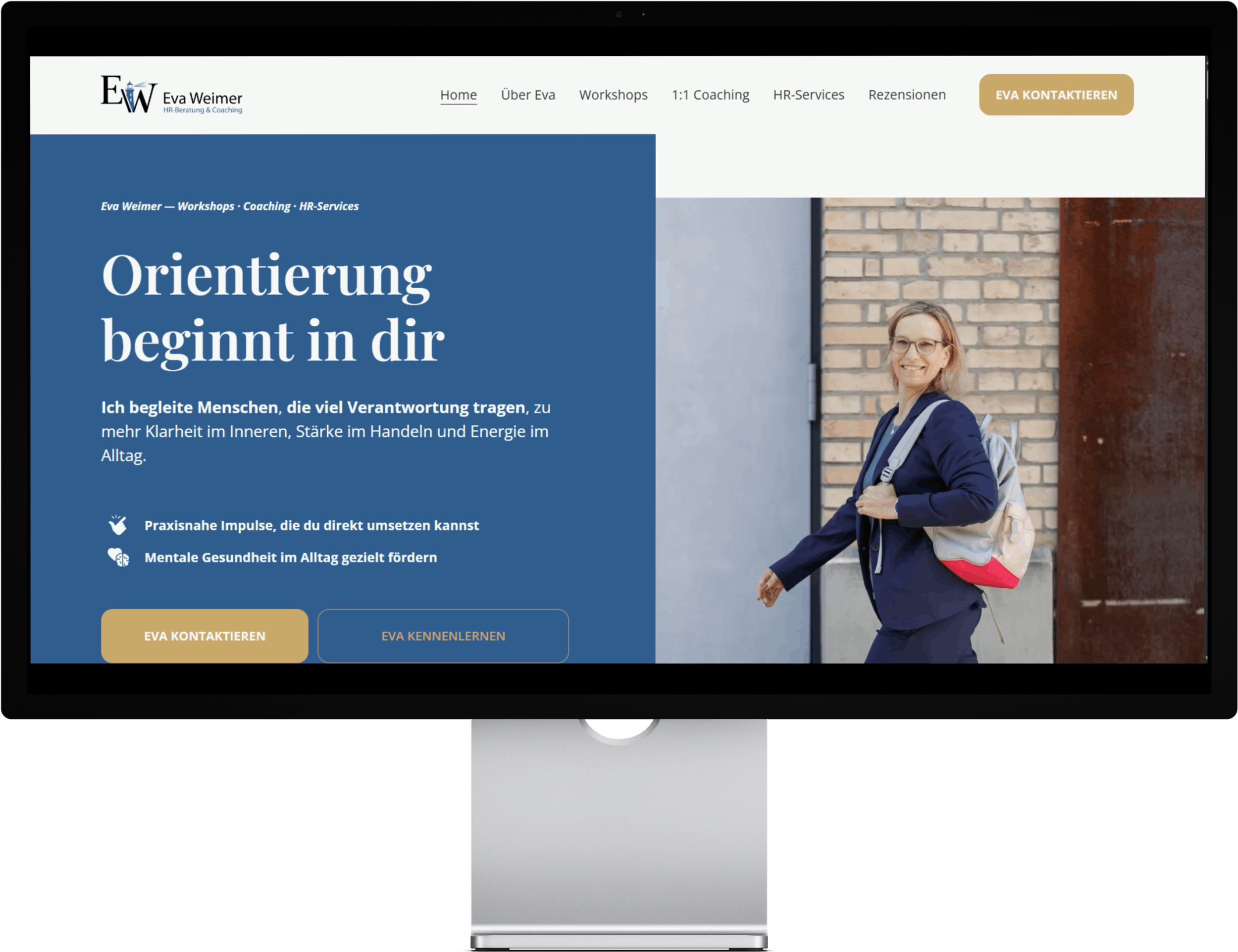 Screenshot einer professionellen Webseite für einen Burnout Prophylaxe Coach aus Winterthur Schweiz