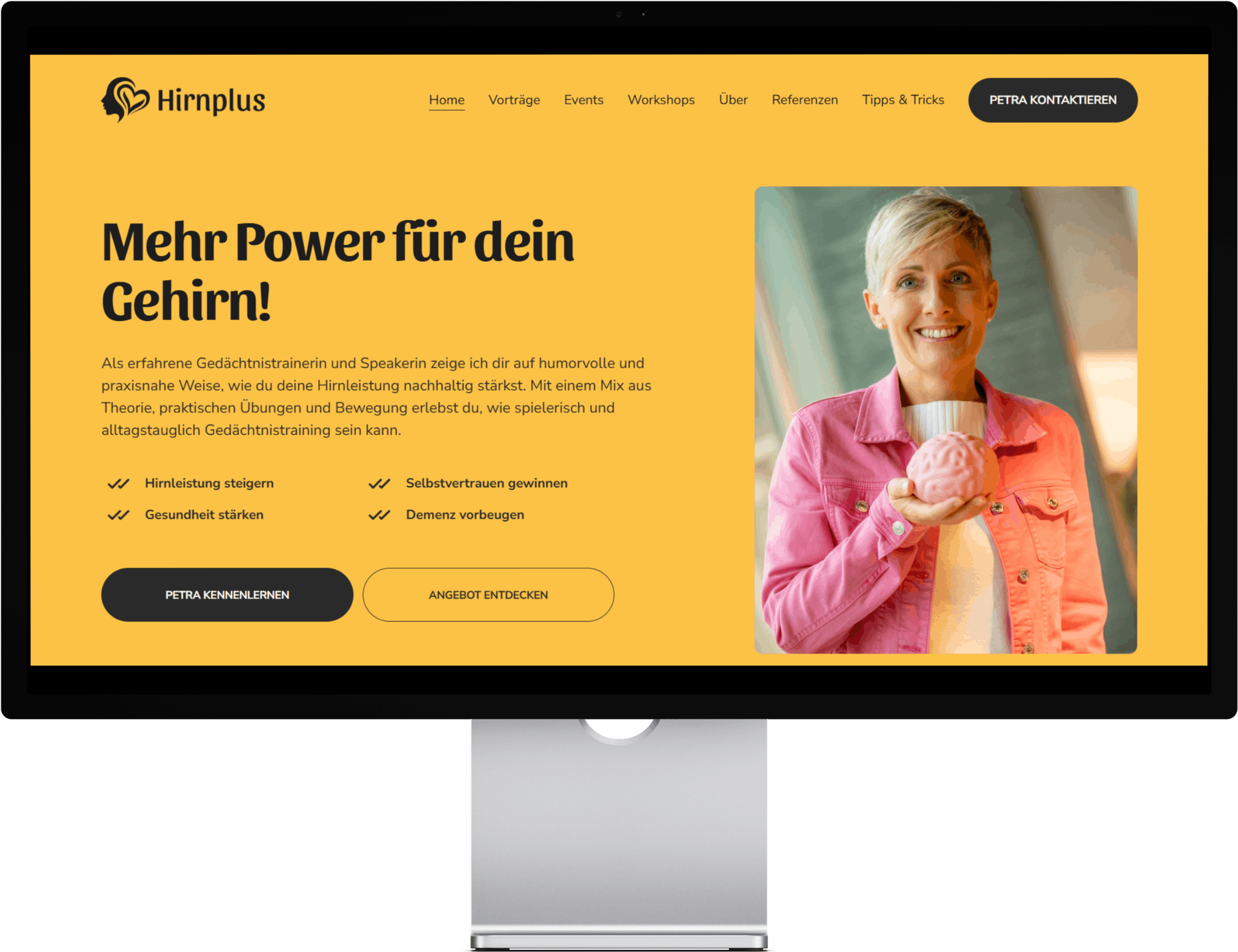 Screenshot einer professionellen Webseite für eine Gedächtnistrainerin aus Winterthur Schweiz